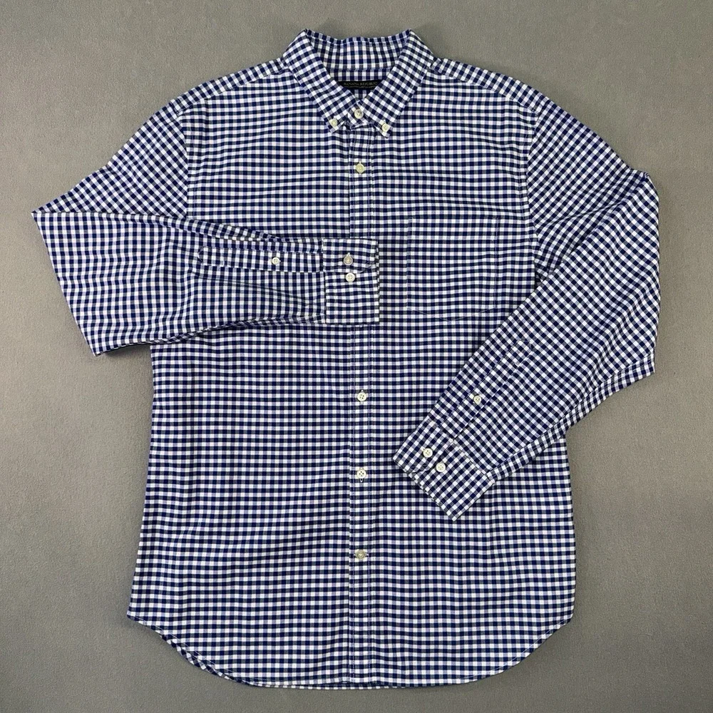 Men's Banana Republic Grant Fit Long Sleeve Button Up Shirt Blue/White Size L